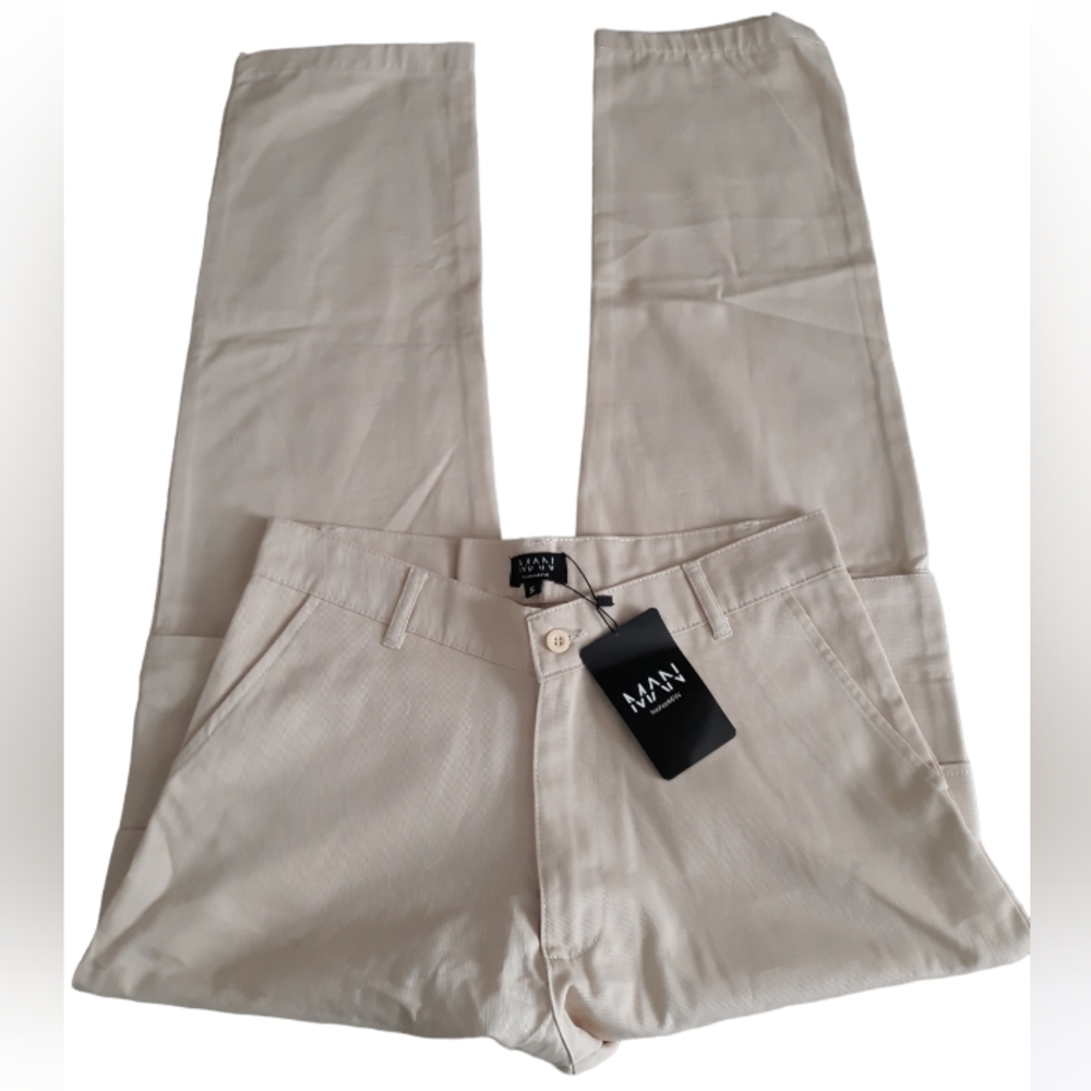 NWT Boohoo Man Small Beige Cargo Pocket Pants